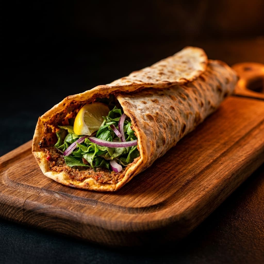 Lahmacun mit Salat